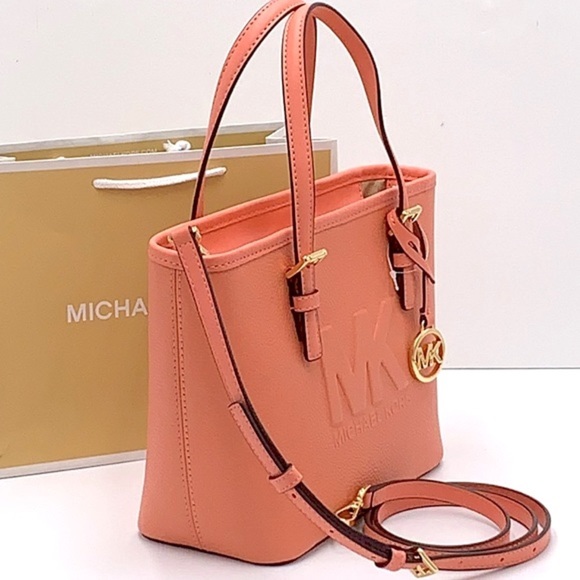 MICHAEL KORS XSMALL CARRYALL CONVERTIBLE TOP ZIP TOTE SHERBERT COLOR - Picture 4 of 16
